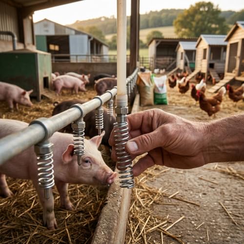 100PCS Pig Drinker Spring Set, Heavy Duty Iron Water Nipples Spring Replacement for Animal Drinking Fountains Chicken Pig Waterer Accessories
