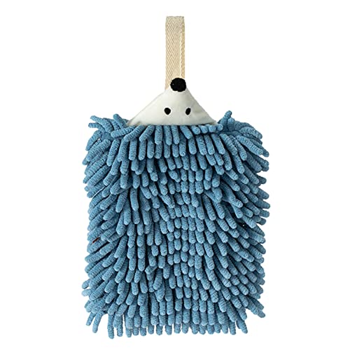 Animal Chenille Hanging Towels, Quick Dry Microfiber Hedgehog Hand Towels Blue - color: Blue