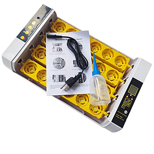 TECHTONGDA Digital Egg Incubator 24Eggs Automatic Poultry Hatcher with Egg Turning and Humidity Control 110V