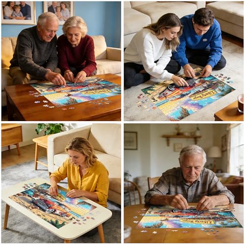 500 Piece Puzzle for Adults, Beach Store Puzzle, Recycled Cardboard Car Dog Jigsaw Puzzles 500 Pieces, Challenging Puzzles Game Home Decor Birthday Party Gift Toy for Seniors 20.5 * 15 inch - style: Beach Store