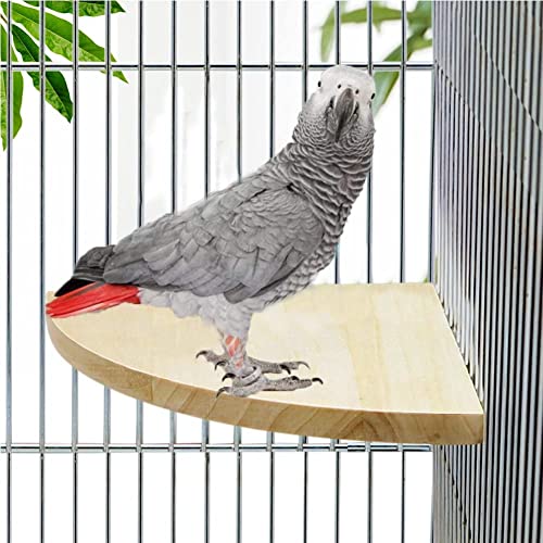 Litewoo Bird Parrot Corner Perch Flat Platform Stand, Easy to Install, Safe and Stable, Smooth Polishing Without Hurting Feet, Solid Hardwood Bird Cage Perches（2PC * L） - size: 2PC*L: 6.69*6.69inch