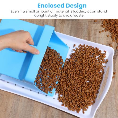 2 Pcs Large Feed Scoop 128 oz Plastic Grain Scoop Ice Seed Enclosed Bucket Utility Shovel with Side Handle for Horse Bird Chicken Livestock Animal Dry Food Restaurant Kitchen (Blue)