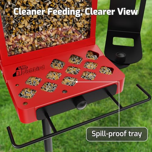 All-Metal Bird Feeder, Wall & Pole Mountable, 2.4L Large Capacity | Chew-Proof & Weather-Resistant Design, Easy to Clean & Fill, Wild Birds Feeder for Backyard & Garden, for Men Women Gift - color: Cranberry（Without Camera）