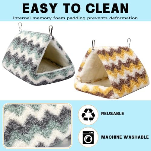 PETKNOWS 2 Pack Bird Nest House, Hanging Hammock Fluffy Parrots Bird Bed | Plush Fabric Material, Cage Bird Hammock, Winter Warm Hanging Bed, 2 Pack Soft Birds Nest For Parrot Cockatiels ﻿ - color: Yellow Green