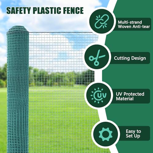 SUNYRISY 40in x 164ft Garden Mesh Fence Temporary Safety Fencing | Garden Fence Animal Barrier with Steel Stakes, Fencing Netting for Construction Backyard Chickens Dog Poultry Deer - size: 40in x 164ft