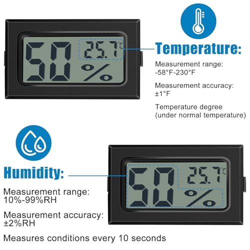 Kanayu 24 Pack Mini Digital Hygrometer Thermometers Indoor Humidity Monitor Temperature Humidity Gauge Meter with Fahrenheit for Greenhouse Garden Cellar Closet