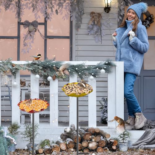 4PCS Hummingbird Bird Bath for Outside, Freestanding Metal Flower BirdBaths Bowl with Stake, Detachable Birdfeeder for Outdoor Yard Lawn Garden Decor (4PCS-Red-Yellow-Blue-Green) - style: 4PCS-Red-Yellow-Blue-Green