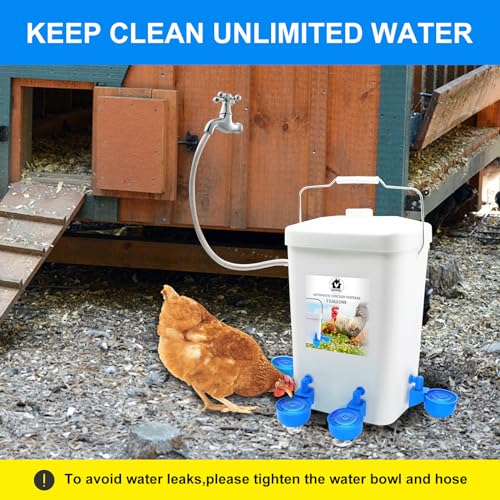 Automatic Chicken Waterer Float Controlled, 3 Gallons Poultry Waterer Dispenser with Hose Attachment, Poultry Automatic Drinking Accessories for Chicks, Duck, Goose, Turkey - size: 3 Gallon with water cup
