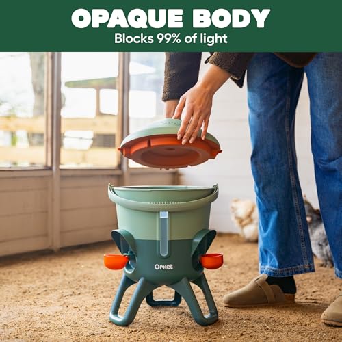 Omlet Insulated Chicken Waterer, 1.5 Gallon | Stay-Clean Automatic Water Dispenser for Chickens | BPA-Free | Anti-Roost Domed Lid | Includes 3 Cups & Nipples | Sage Green - color: Sage Green, size: 1.5 Gallon