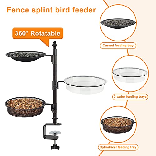 Balcony & Porch Deck Railing Bird Feeder - 3 Tray, Bath Spa, Great for Attracting Wild Bird - color: 3 Tier deck bird feeder bronze