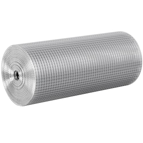 VEVOR Hardware Cloth, 1/2 inch 24in x 100 ft 19 Gauge, Hot Dipped Galvanized Wire Mesh Roll, Chicken Wire Fencing, Wire Mesh for Rabbit Cages, Garden, Small Rodents - size: 24'' x 100'