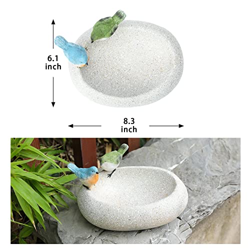 Bird Bath for Outdoors, Resin Garden Round Birdbath Bowl Yard Decor | Antique Bird Water Bowl, Tabletop Vintage Round Bird Baths and Bird Feeder that Attracts Birds for Outside Yard Table Decor - color: White-1