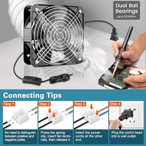 GDSTIME AXIAL 15050 Muffin Fan, 120V AC 150mm x 50mm, Dual Ball Bearing | 110V 115V, ON/OFF Switch, 150x150x50mm, High Speed, for Air Hockey Table, Generator Box Cooling Ventilation Exhaust Projects - size: 150x150x50mm