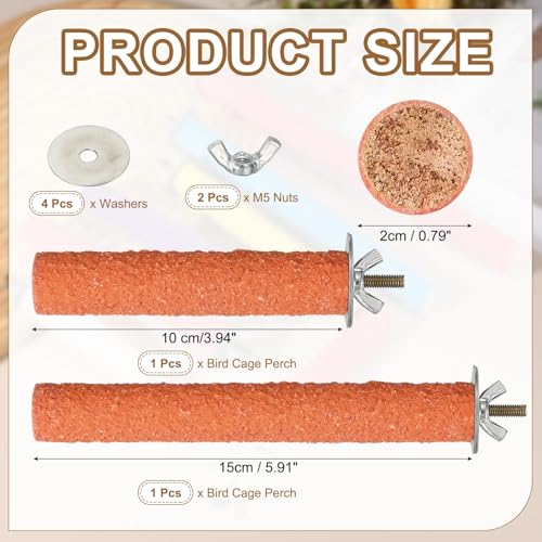 Bird Cage Perch, Colorful Parrot Grinding Claw Sticks, Platform Paw Stand Toy 4/6 Inch, (Wooden, Orange, 2Pcs), Intended for Small Medium Birds/Parrots/Finches/Lovebird - color: Orange, size: 4/6 Inch
