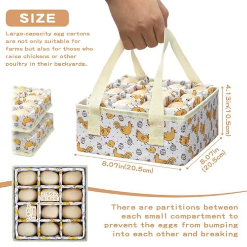 Eggs Collecting Basket, Durable Canvas Egg Basket for Gathering with 24, Double-Layer Storage Basket, Lined with PP Cotton, Collector & Container for Duck, Chicken, Goose Egg-yellow - color: yellow
