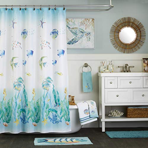 SKL Home Ocean Watercolor Bath Towel, White - color: Ocean Watercolor, style: Bath Towel