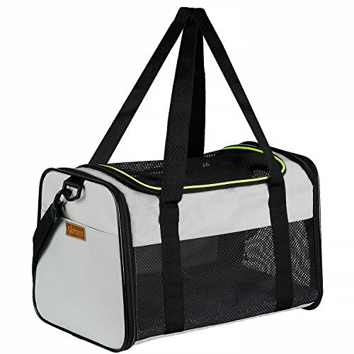 Cat Carrier - Portable Foldable Dog Pet Carrier, Soft-Sided Pet Bag up to 15 Lbs, Airline Approved Travel Puppy Carrier - color: Grey, size: Medium (Pack of 1)