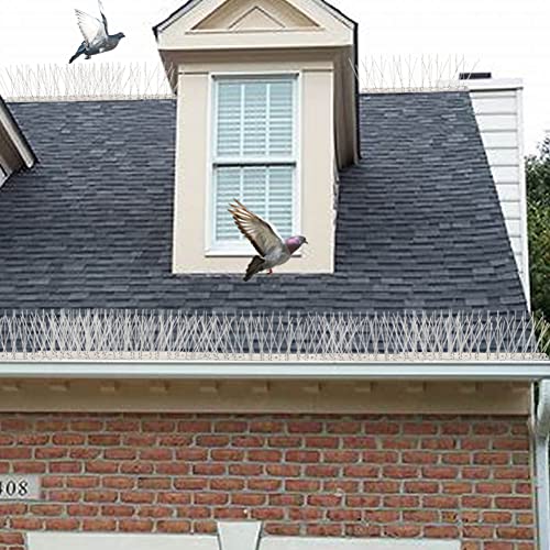 Bird Spikes Cover 21.6Feet Stainless Steel Pigeons Spikes Small Bird Spike for Roof Fence Window Mailbox(20pcs) | Easy to install, with zip ties - size: 21.7Feet(20pcs)