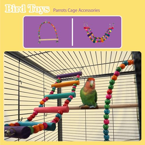 50.8'' Large Parakeet Cage,Small Bird Cage,Cockatiel Cage for Birds,Bird Flight Cages for Parakeets,Bird Travel Cage with Parrot Cage Cover,Toys,PlayTop Detach,Seed Catcher for Canary,Budgie