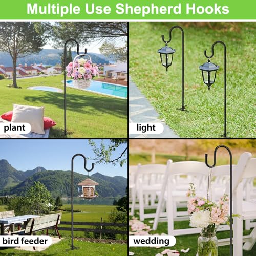Shepherds Hooks for Outdoor, 94" Bird Feeder Pole Heavy Duty, 4/5" Thick Steel Hummingbird Feeder Stand with Stable Ground Anchor, Adjustable Plant Hook Hanger for Outside Garden Yard Wedding - size: 94"