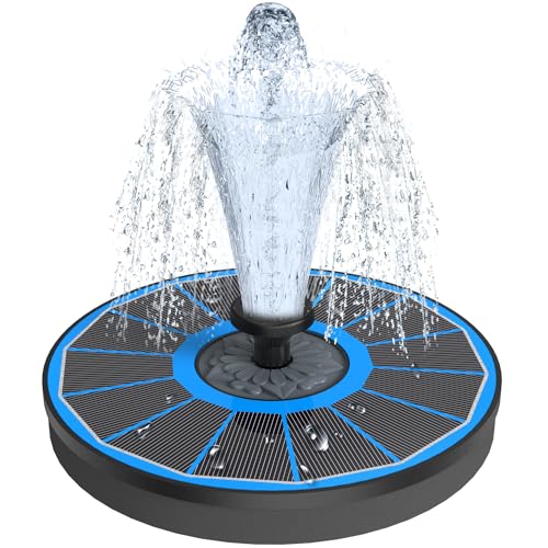 Yzert Solar Fountain for Bird Bath Direct Sunlight High Efficiency 3.5W Glass Panel Solar Water Fountain Outdoor Garden Flower (Blue) - color: Blue