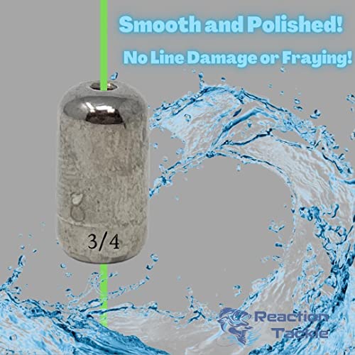 Reaction Tackle Tungsten Barrel Weights for Bass Fishing - Egg Shaped Carolina Rig Sinkers - Size Stamped Freshwater and Saltwater - color: Silver, size: 3/8 Oz (6-Pack)