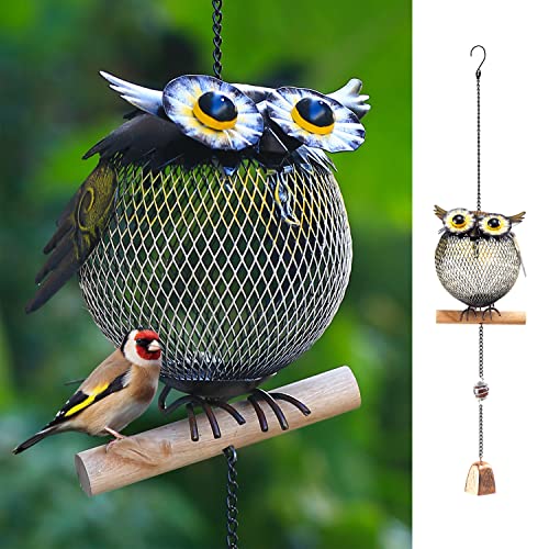 Solar Bird Feeder,Squirrel-Proof Bird Feeders for Outside,Cute Animal Shaped Birdfeeders,Owl Decoration Gifts(Owl Shaped) - style: Owl Shaped