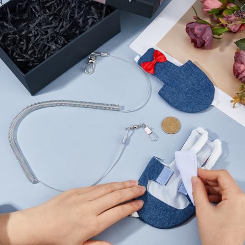 SUPERFINDINGS 2Pcs 2 Sizes Bird Diaper Harness Cockatiel Tuxedo Flight Suite Reusable Parrot Nappy Clothes Costume with Steel Wire Spring Rop for Parrots Pigeons Pet Supplies