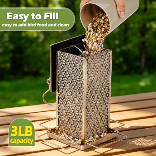 Bird Feeder, Heavy Duty Metal Bird Feeders for Outdoor Hanging | 3LB Large Capacity, 4 Perches, Wild Birdfeeder, Sturdy, Easy to Fill, For Outside Garden Yard - color: Small, 3 lbs