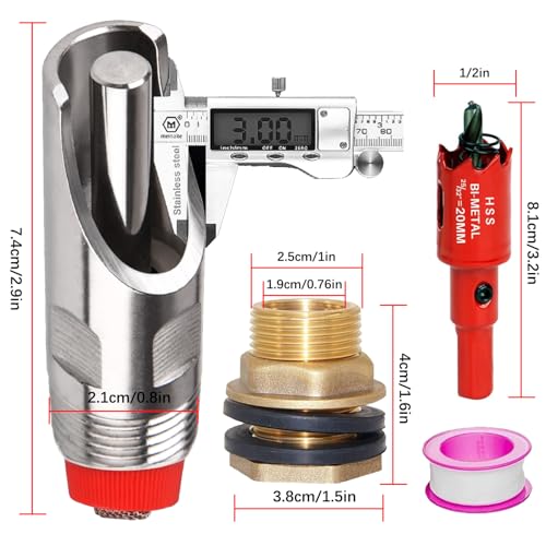 5PCS 1/2 NPT Pig Waterer Nipple Kit Stainless Steel Pig Waterer Nipples, Set of 5 with Installation Tool and Seals