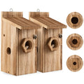 Bird House for Outside Hanging, Wooden Bluebird House with 3 Entrance Hole Sizes, Easy Clean Outdoor Birdhouse for Bluebirds Wrens Chickadees Finch Swallow, Ventilated Cedar Nesting Box - style: 2 Pack
