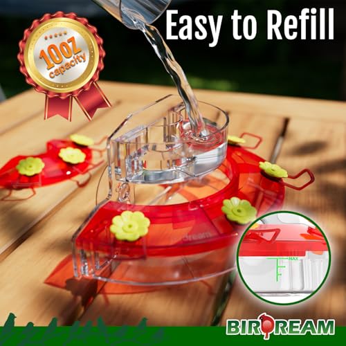 Birdream Window Hummingbird Feeders for Outdoors, with Strong Suction Cups & 7 Feeding Ports, Easy to Use and Maintain, Gift for Bird Lover, Plastic Bird Feeder, 1 Pack, 10oz - Red - size: 1 Pack
