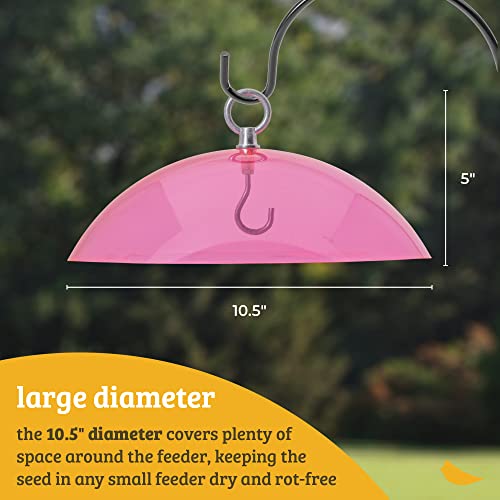 Birds Choice Red Bird Feeder Dome | 10.5" Rain Guard Cover for Hanging Bird Feeders | Outdoor Weather Guard to Help Keep Seed Dry | Domed Acrylic Outdoor Weather Guard for Hanging Feeders to Keep Seed Dry, Heavy-Duty Chrome-Plated Hanger and Hook - color:
