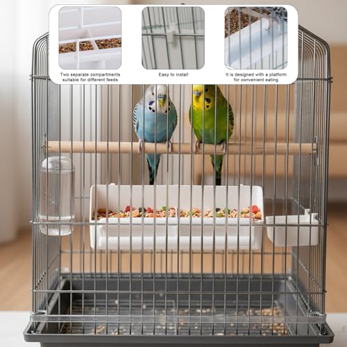 2 PCS Plastic Bird Feeder for Cage Hanging, Bird Cage Feeder, Birds Water Dispenser Bird-Feeder with Two Styles for Small Parakeet Cockatiel Canary Parrot