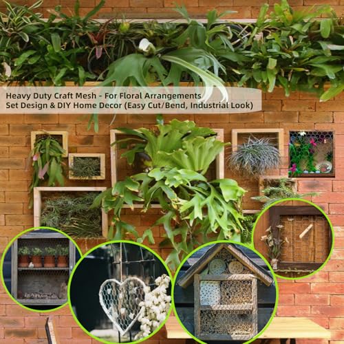 Chicken Wire for Floral Arrangements, Easy to Shape, 15.7 x 87 Inches | Upgraded Green PVC Coated Lightweight Galvanized Hexagonal Chicken Wire mesh, Floral Chicken Wire for Craft, Poultry, Garden