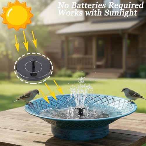 12.6" Bird Baths for Outdoors, Bird Bath Fountains Solar Power, Hummingbird Bath Fountain, Solar Bird Bath Fountain for Garden Patio Decor(Blue) - color: Blue