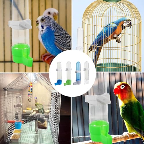 4 Pack Bird Cage Water Dispenser, Hanging Bird Water Feeder for Cage | Parakeet Water Dispenser for Cage, No Spill Automatic Feeder, Parakeet Cage Water Container for Small Birds Parrot Macaw - color: Mix-120ML