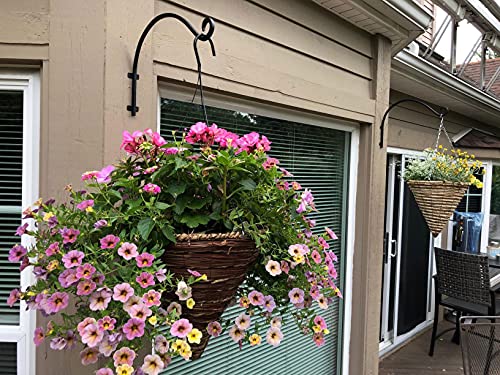 4 Pack Heavy Duty Plant Hanger Bracket, 12Inch Hanging Brackets for Plants Outdoor and Indoor, 80lbs Holding Capacity Metal Plant Wall Hooks, Black Hanging Plant Brackets for Flower Wind Bird Feeder | 80lbs Holding Capacity Outdoor Hanging Bracket Metal P