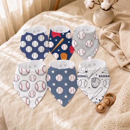 Baby Organic Cotton Teething Cloth Newborn Baby Burp Cloth Bandana Drool Cloth for Drooling Cotton Baby Gifts - color: Baseball