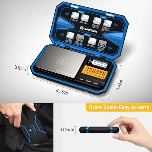 Digital Pocket Scale 200g/0.01g, Digital Gram Scale Precision | Mini Jewelry Scales digital weight grams with 50g Cal Weights for food,Jewelry,Coins,small items,(Battery Included)-Blue - color: Blue