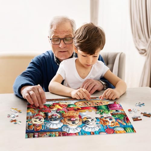 4-Pack 100 Piece Puzzles for Kids Ages 6-8 8-10 Year Old Large Piece Puzzles for Seniors 100 Pieces Jigsaw Puzzles for Kids Ages 4-6, Learning Educational Toys for Boys and Girls- Dogs Kittens Donuts - style: Cat Dog Donut