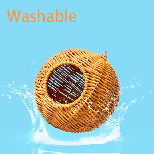 Rattan Bird Nest for Cage Hanging Parrot Breeding Nesting House | Washable Soft Lay Warm Sleep Hut Bird Cage Accessories for Cockatiels Budgerigars Finches Canaries (Circular opening) - style: Circular opening