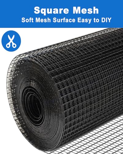 Black Wire Mesh 1/2 in 72 x 100 ft 19 Gauge Hardware Cloth | PVC coated mesh fencing, Shape Retention, Easy to Cut, Chicken Run, Garden Fence, Animal Enclosure - size: Black 1/2" 72" x 100' 19Ga