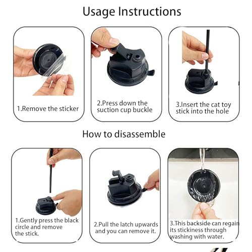 Cat Toys Interactive Hands-Free 6 Pack Cat Toys for Indoor | Cats Toy Wand Natural Bird Feather, Suction Cup Pet Indoor Dancing Playing Toys, Suction Cup Pet Dancing Playing - color: GREY