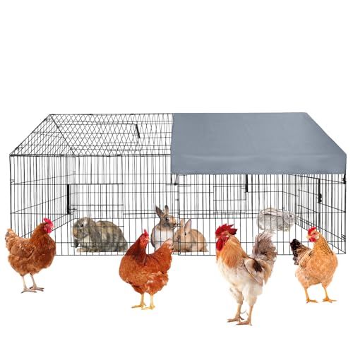 Large Metal Chicken Coop – 86" x 40" x 40" Outdoor Poultry Cage with Waterproof Cover, Heavy Duty Chicken Runs for Hens, Ducks & Rabbits, All-Weather Backyard Poultry Enclosure & Pet Playpen