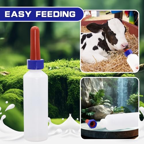 2PCS 500ml Calf Nursing Feeder Bottles with Screw Silicone Nipple | Leak-Proof Detachable Easy Clean Food Grade Calf Bottle, Farm Animal Milk Feeder for Calf Lamb Goat Sheep Newborn Livestock