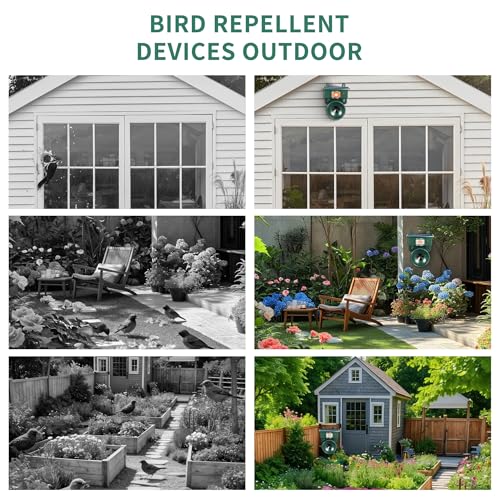 2026 Solar Ultrasonic Bird Repeller Outdoor,Woodpecker Deterrent for House,Weatherproof Pigeon Goose Bird Deterrents for Outside Sparrow Birds Repellent Scare Devices for Balcony Porch Patio Yard Farm