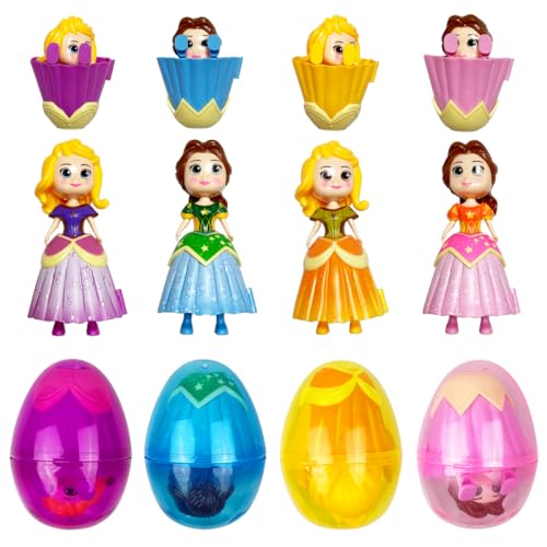 Pinkiwine 4 Pack Jumbo Princess Deformation Eggs Prefilled Easter Eggs with Toys Inside for Kids Girls Boys Easter Gifts Easter Basket Stuffers - style: Style B