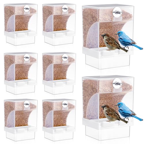 Glikceil 8 Pcs No Mess Bird Feeder Automatic Bird Parrot Feeder for Cage Bulk Parrot Seed Food Container Cage Accessories for Small Medium Parakeet Canary Cockatoo Cockatiel Finch