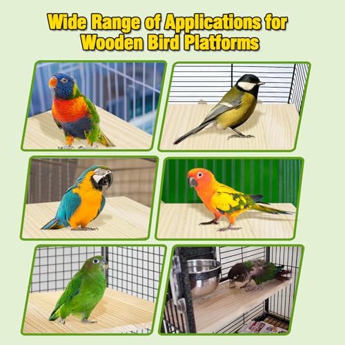 2PCS 13.8x7.9 inches Large Bird Perch Stand Wooden Parakeet Stand Platform Parrot Cage Accessories Rectangle Corner Stand Perch Shelf for Budgie Cockatiel Conure Macaw African Grey Chinchilla